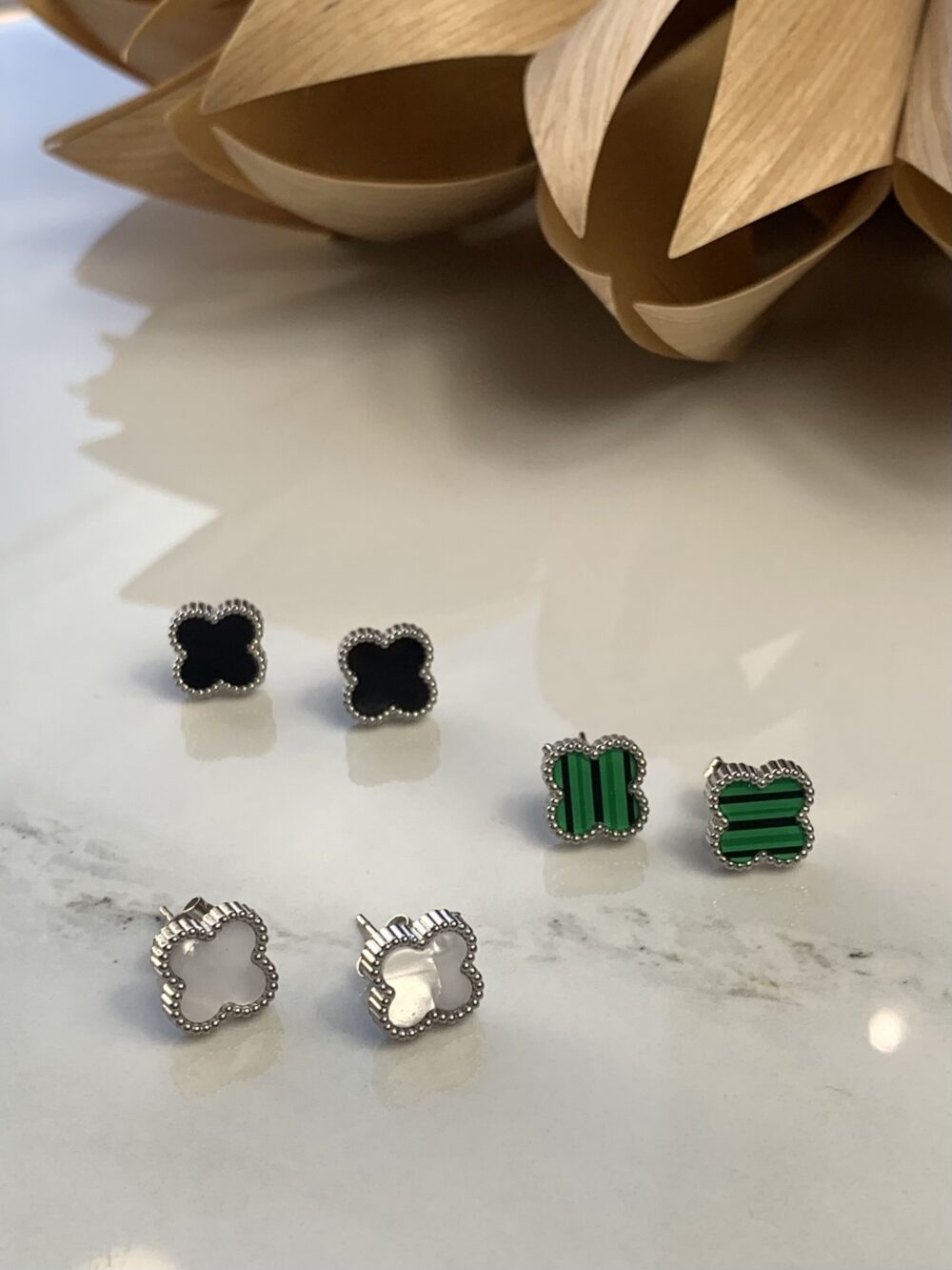 Minđuše nerđajući čelik silver detelina model 1